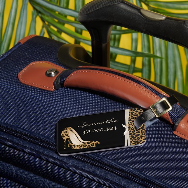 Fashionable Jaguar Silettos Personalised Luggage Tag (Front Insitu 3)