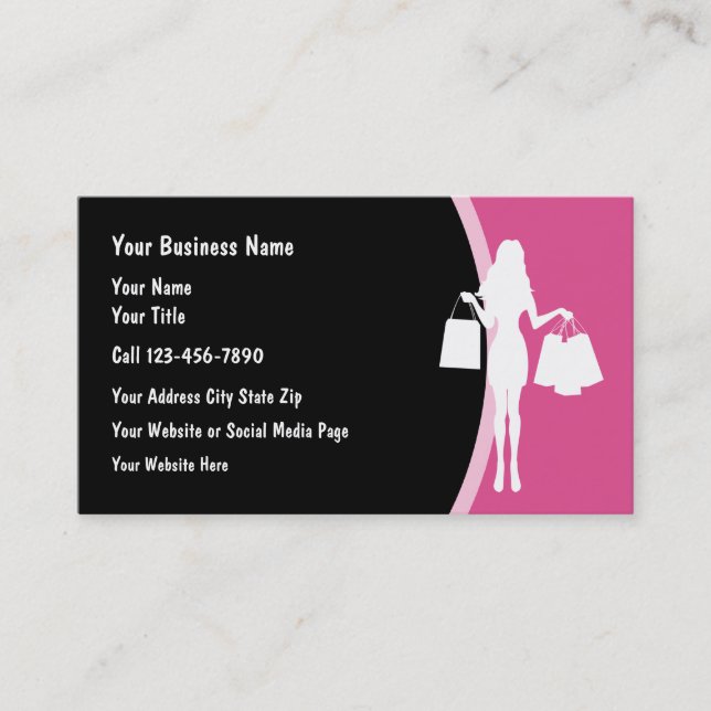 Fashionable Ladies Fashion And Shopping Theme Business Card (Front)