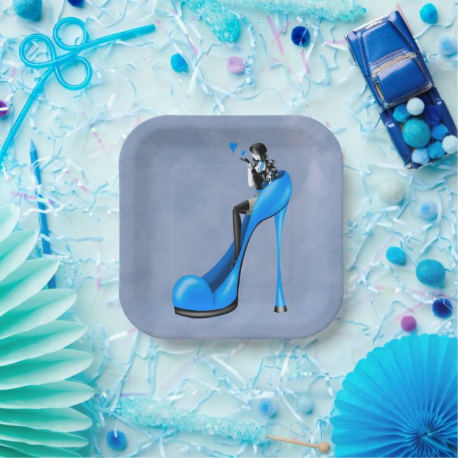 Fashionable Lady in Stiletto Paper Plate (Party)