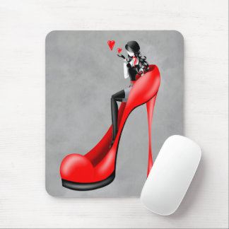 Fashionable Lady in Stiletto Red Mouse Mat