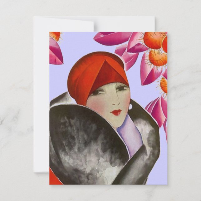 Fashionable Lady Inviation Brunch Afternoon Tea Invitation (Front)