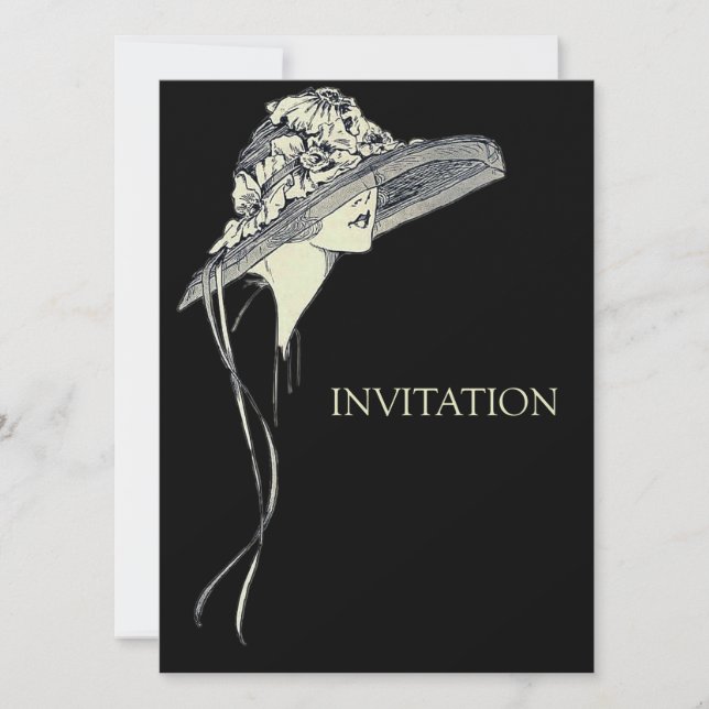 Fashionable Lady's Hat Invitation (Front)