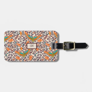 Fashionable leopard print, birds of Paradise Luggage Tag