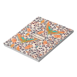 Fashionable leopard print, birds of Paradise Notepad