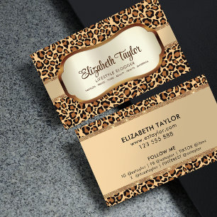 Fashionable Leopard Print Pattern Social Media Business Card