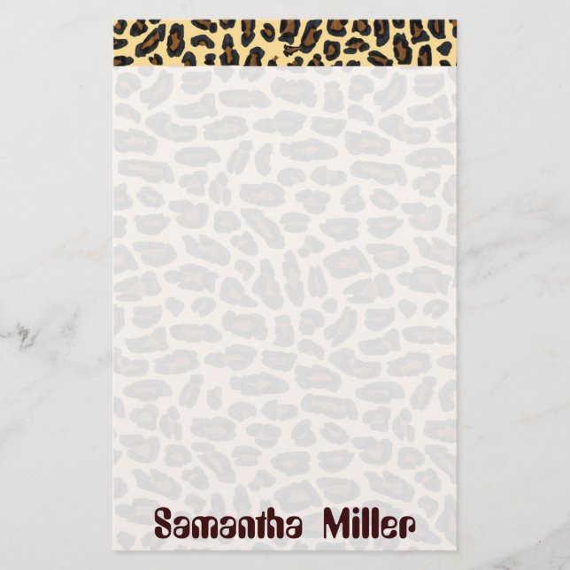 Fashionable Leopard Print personalised stationery (Front)