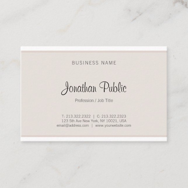 Fashionable Minimalist Modern Sleek Elegant Plain Business Card (Front)