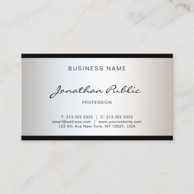 Fashionable Modern Minimalist Design Simple Glam Business Card (Front)