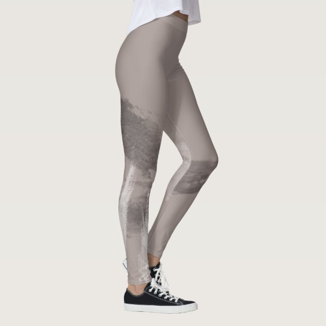 Fashionable Monochrome Urban Graffiti Smear Leggings (Right)