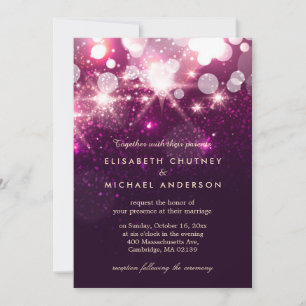 Fashionable Pink Glitter Sparkles Stylish Wedding Invitation