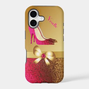 Fashionable Pink & Gold Tone Stiletto