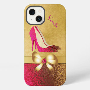 Fashionable Pink & Gold Tone Stiletto Case-Mate iP iPhone 13 Case