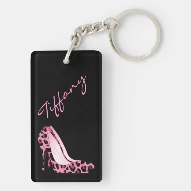 Fashionable Pink Jaguar Stiletto Custom Key Chain (Back)