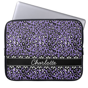 Fashionable Purple Leopard Print and Lace Laptop Sleeve