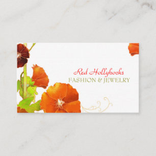 Fashionable Red Hollyhocks Business Card