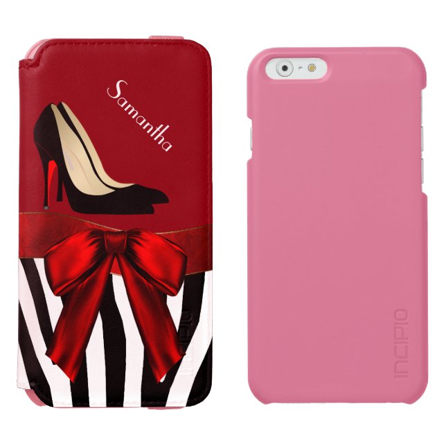 Fashionable Red & Zebra Print iPhone 6 Wallet Case Incipio iPhone Wallet Case (Side by Side)