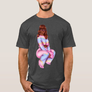 Fashionable Redhead Black Girl Boss with a pink ba T-Shirt