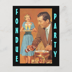 Fashionable Retro Fondue Party Theme Invitations