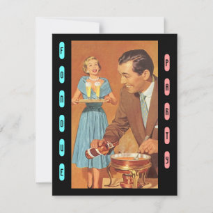 Fashionable Retro Fondue Party Theme Invitations