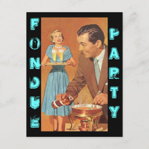 Fashionable Retro Fondue Party Theme Invitations