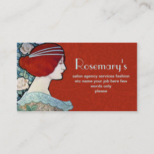 fashionable retro style business card with woman