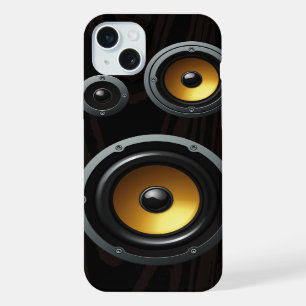 Fashionable Retro Wood Grain Speaker Trio iPhone Case