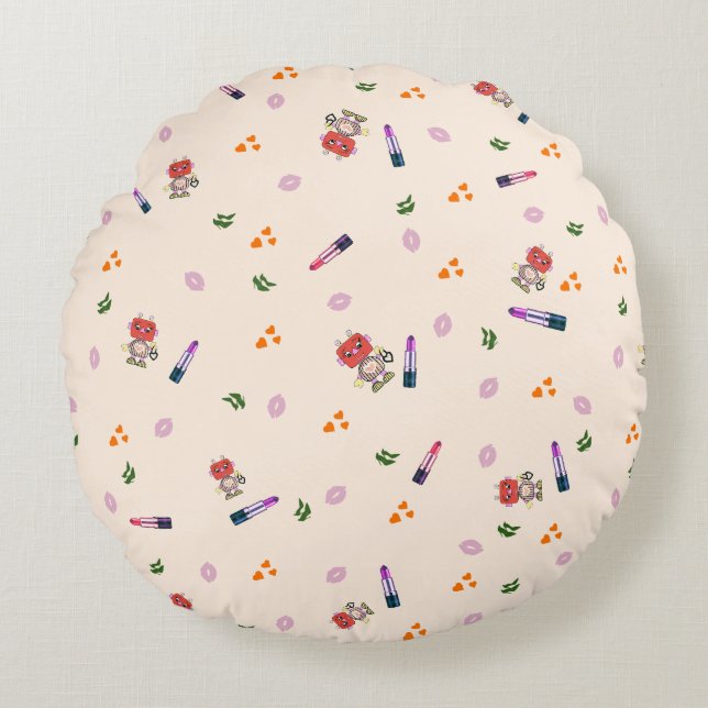 Fashionable robot round cushion (Front)