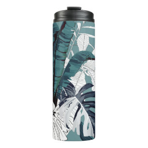 Fashionable seamless tropical pattern with tropica thermal tumbler