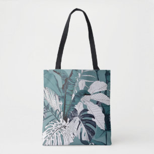 Fashionable seamless tropical pattern with tropica tote bag