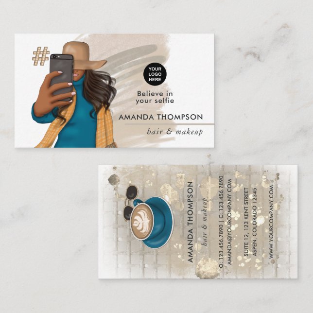 Fashionable Selfie Girl Business Card (Front/Back)