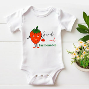 Fashionable strawberry baby bodysuit