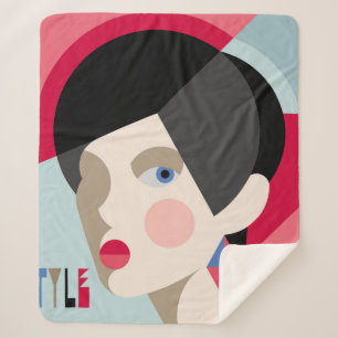 Fashionable stylish woman. Modernist style woman h Sherpa Blanket