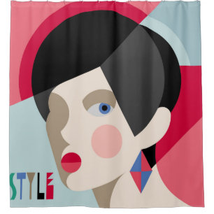 Fashionable stylish woman. Modernist style woman h Shower Curtain