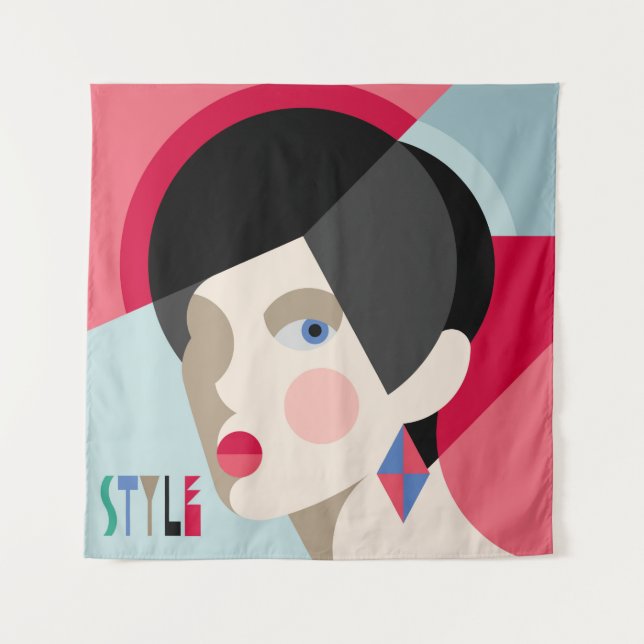 Fashionable stylish woman. Modernist style woman h Tapestry (Front)