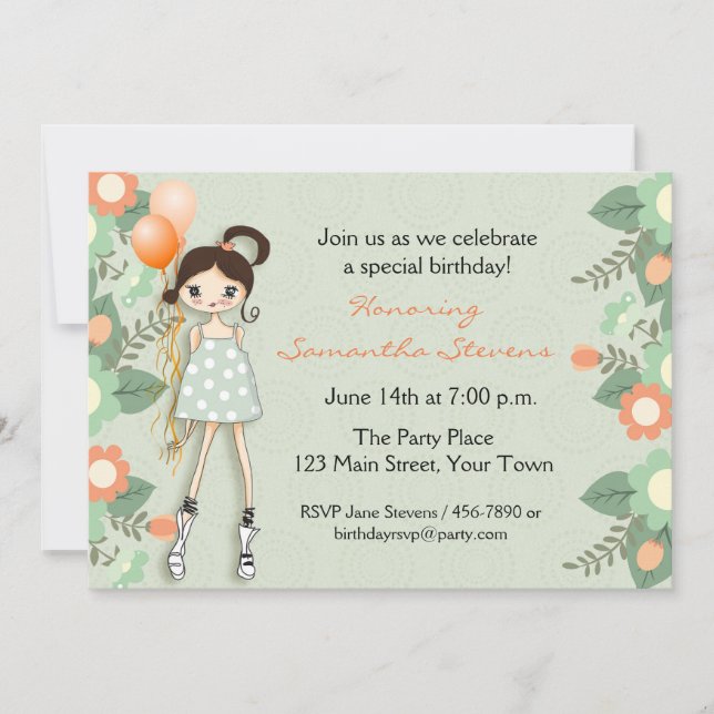 Fashionable Teen, Birthday Invitation (Front)