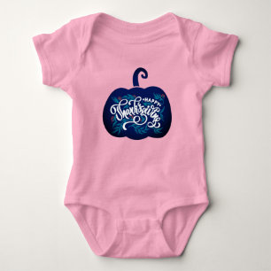 fashionable Text on pumpkin for Thanksgiving Baby Bodysuit