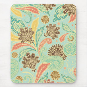 Fashionable trendy girly vintage floral Paisleys Mouse Pad