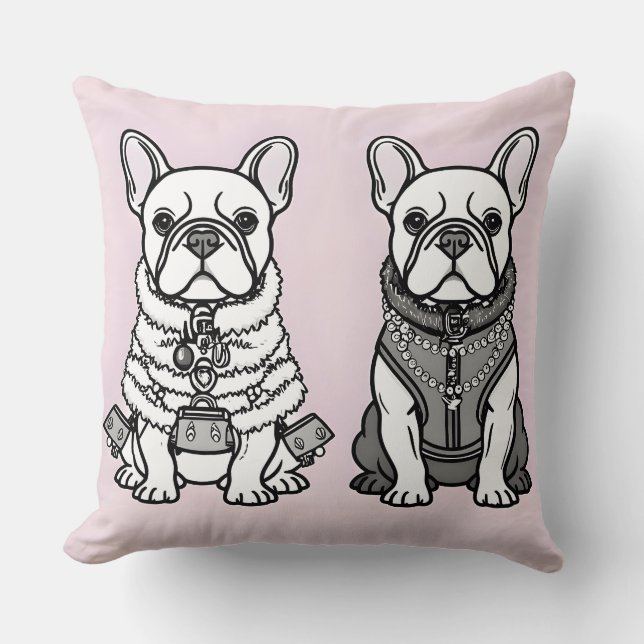 Fashionable Twin French Bulldog Puppy Cushion (Front)