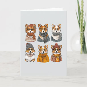 Fashionable Welsh Corgi Dogs Card