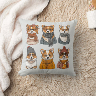 Fashionable Welsh Corgi Dogs Cushion