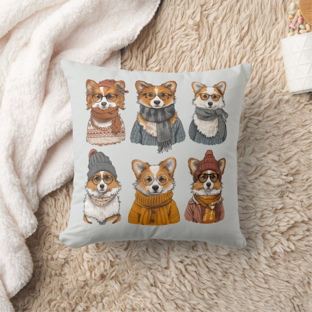 Fashionable Welsh Corgi Dogs Cushion (Blanket)
