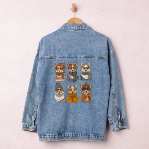 Fashionable Welsh Corgi Dogs Denim Jacket