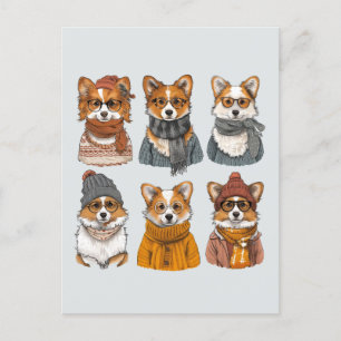 Fashionable Welsh Corgi Dogs Postcard