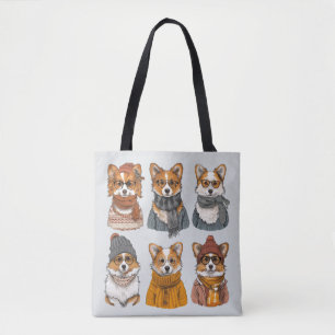 Fashionable Welsh Corgi Dogs Tote Bag