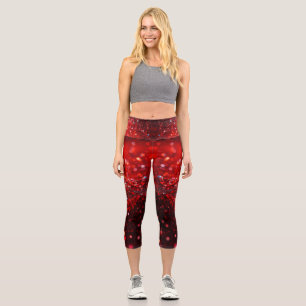 Fashionable With Red Glitter Design Capri Leggings