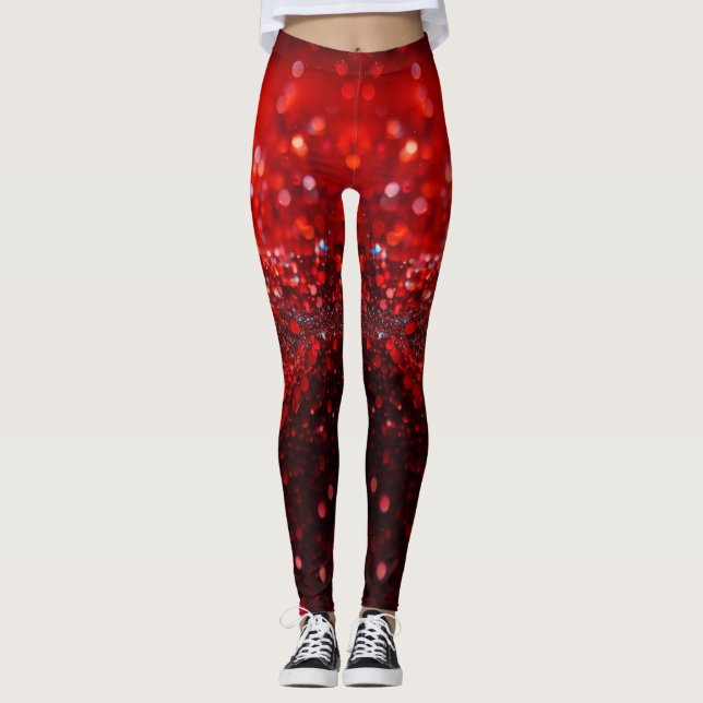 Fashionable with red glitter design leggings (Front)