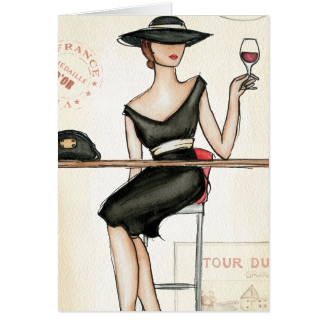 Fashionable Woman and Wine Glass (Front)