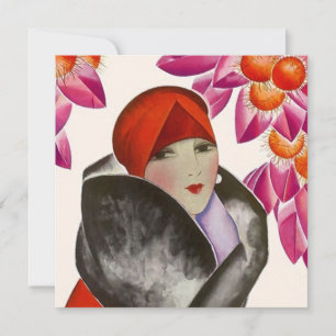 FASHIONABLE WOMAN LUNCH BRUNCH INVITATION INVITE