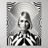 Fashionable Woman Optical Illusion Black And White