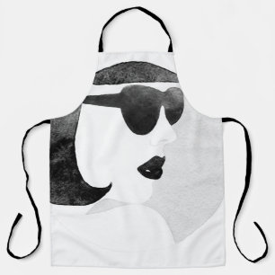Fashionable Woman Sunglasses Illustration Apron